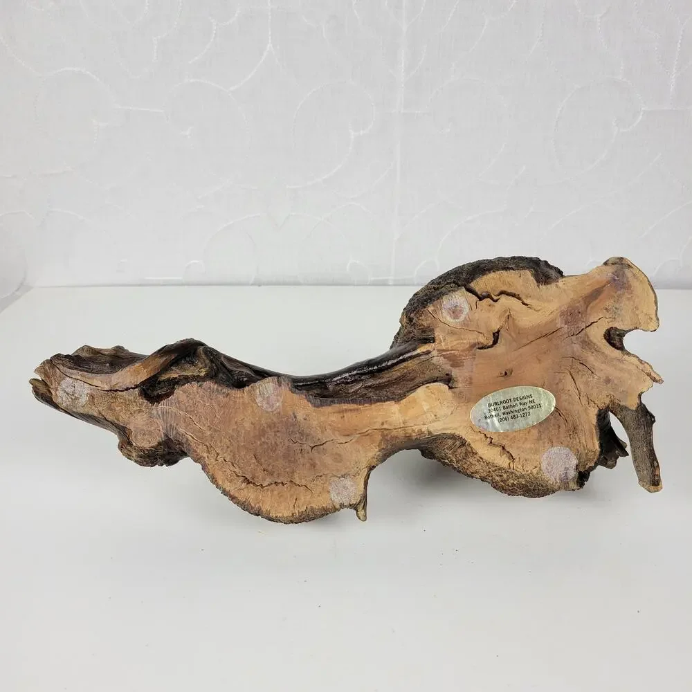 Vintage Burl Root Oil Candle Lamp Glass Lantern Wood Base Retro MCM Decor